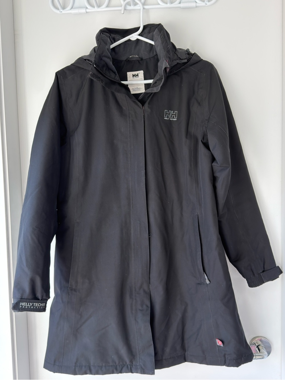 Helly Hansen Black Waterproof Trench Coat with Hood